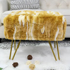 Soft Faux Fur Ottoman Bench Seat, Fuzzy Entryway Stool, 150 LBS Capacity, Modern Accent Seating for Bedroom Living Room