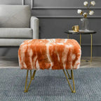 Soft Faux Fur Ottoman Bench Seat, Fuzzy Entryway Stool, 150 LBS Capacity, Modern Accent Seating for Bedroom Living Room