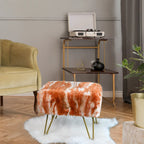 Soft Faux Fur Ottoman Bench Seat, Fuzzy Entryway Stool, 150 LBS Capacity, Modern Accent Seating for Bedroom Living Room