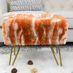Soft Faux Fur Ottoman Bench Seat, Fuzzy Entryway Stool, 150 LBS Capacity, Modern Accent Seating for Bedroom Living Room