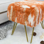 Soft Faux Fur Ottoman Bench Seat, Fuzzy Entryway Stool, 150 LBS Capacity, Modern Accent Seating for Bedroom Living Room