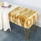 Soft Faux Fur Ottoman Bench Seat, Fuzzy Entryway Stool, 150 LBS Capacity, Modern Accent Seating for Bedroom Living Room
