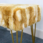 Soft Faux Fur Ottoman Bench Seat, Fuzzy Entryway Stool, 150 LBS Capacity, Modern Accent Seating for Bedroom Living Room