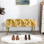 Soft Faux Fur Ottoman Bench Seat, Fuzzy Entryway Stool, 150 LBS Capacity, Modern Accent Seating for Bedroom Living Room