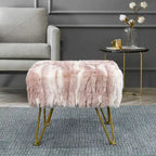 Soft Faux Fur Ottoman Bench Seat, Fuzzy Entryway Stool, 150 LBS Capacity, Modern Accent Seating for Bedroom Living Room