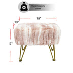 Soft Faux Fur Ottoman Bench Seat, Fuzzy Entryway Stool, 150 LBS Capacity, Modern Accent Seating for Bedroom Living Room