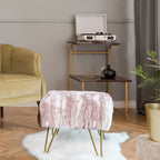 Soft Faux Fur Ottoman Bench Seat, Fuzzy Entryway Stool, 150 LBS Capacity, Modern Accent Seating for Bedroom Living Room