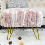 Soft Faux Fur Ottoman Bench Seat, Fuzzy Entryway Stool, 150 LBS Capacity, Modern Accent Seating for Bedroom Living Room