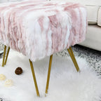 Soft Faux Fur Ottoman Bench Seat, Fuzzy Entryway Stool, 150 LBS Capacity, Modern Accent Seating for Bedroom Living Room