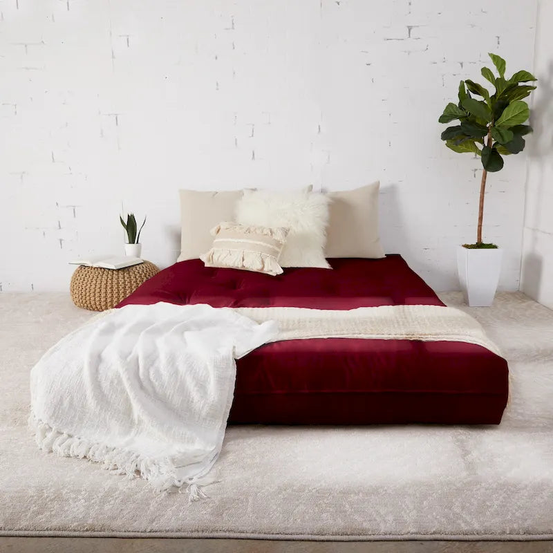 Queen Size 10-Inch Futon Mattress - CertiPUR-US Certified Japanese Floor Mattress with Tufted Design, Foam & Cotton Fill