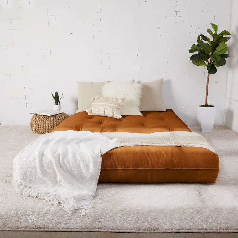 Queen Size 10-Inch Futon Mattress - CertiPUR-US Certified Japanese Floor Mattress with Tufted Design, Foam & Cotton Fill