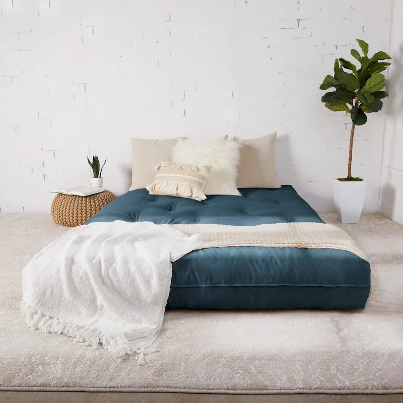 Queen Size 10-Inch Futon Mattress - CertiPUR-US Certified Japanese Floor Mattress with Tufted Design, Foam & Cotton Fill