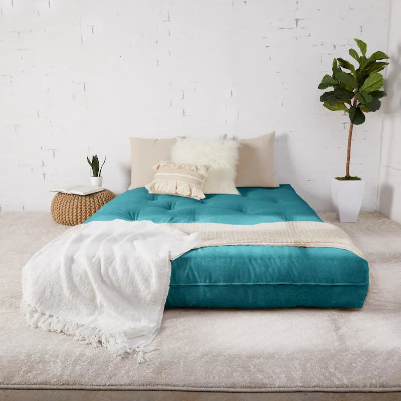 Queen Size 10-Inch Futon Mattress - CertiPUR-US Certified Japanese Floor Mattress with Tufted Design, Foam & Cotton Fill