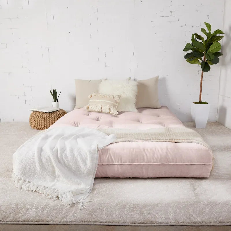 Queen Size 10-Inch Futon Mattress - CertiPUR-US Certified Japanese Floor Mattress with Tufted Design, Foam & Cotton Fill