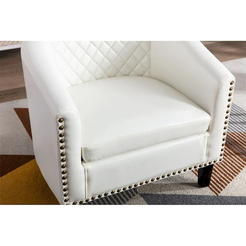 Accent Barrel Chair - Nailhead Trim, Thick Foam Padding, Solid Wood Legs, 250 lbs Capacity, 29" W x 28" H, Easy Assembly