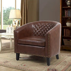 Accent Barrel Chair - Nailhead Trim, Thick Foam Padding, Solid Wood Legs, 250 lbs Capacity, 29" W x 28" H, Easy Assembly