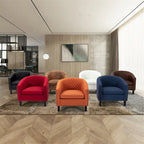 Accent Barrel chair living room chair with nailheads and solid wood legs