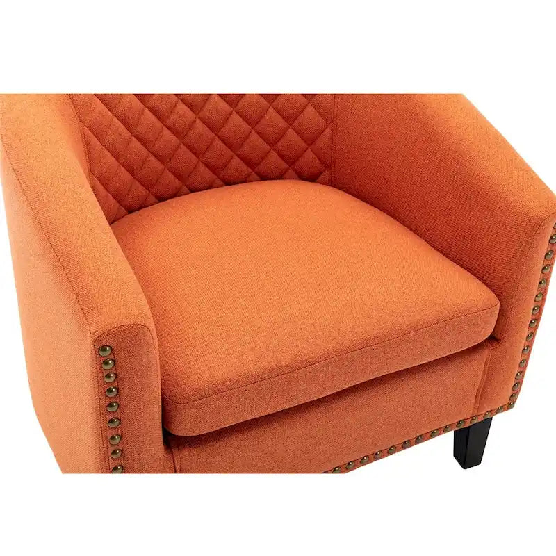 Accent Barrel Chair - Nailhead Trim, Thick Foam Padding, Solid Wood Legs, 250 lbs Capacity, 29" W x 28" H, Easy Assembly