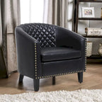 Accent Barrel Chair - Nailhead Trim, Thick Foam Padding, Solid Wood Legs, 250 lbs Capacity, 29" W x 28" H, Easy Assembly