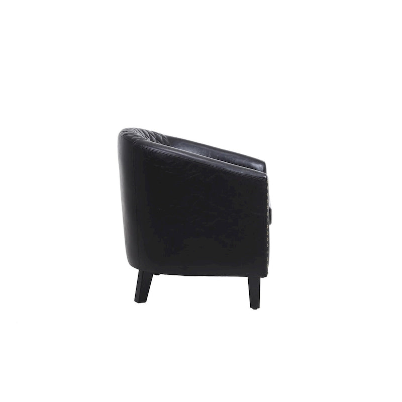 Accent Barrel Chair - Nailhead Trim, Thick Foam Padding, Solid Wood Legs, 250 lbs Capacity, 29" W x 28" H, Easy Assembly