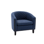 Accent Barrel Chair - Nailhead Trim, Thick Foam Padding, Solid Wood Legs, 250 lbs Capacity, 29" W x 28" H, Easy Assembly