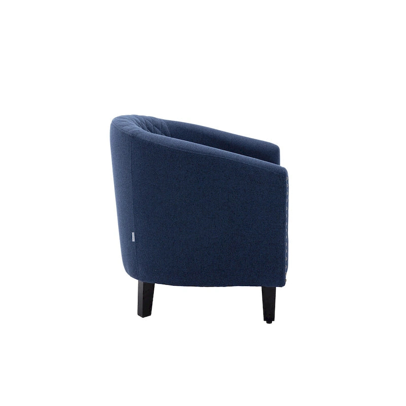 Accent Barrel Chair - Nailhead Trim, Thick Foam Padding, Solid Wood Legs, 250 lbs Capacity, 29" W x 28" H, Easy Assembly