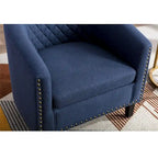Accent Barrel Chair - Nailhead Trim, Thick Foam Padding, Solid Wood Legs, 250 lbs Capacity, 29" W x 28" H, Easy Assembly