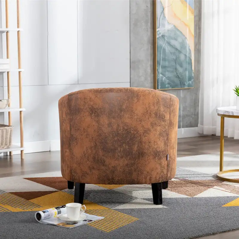 Accent Barrel Chair - Nailhead Trim, Thick Foam Padding, Solid Wood Legs, 250 lbs Capacity, 29" W x 28" H, Easy Assembly