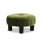 16" Round Footstool Ottoman - Mid-Century Modern with Vertical Tufting, Plush Upholstered Top, Solid Birchwood Frame, 200 lbs Capacity