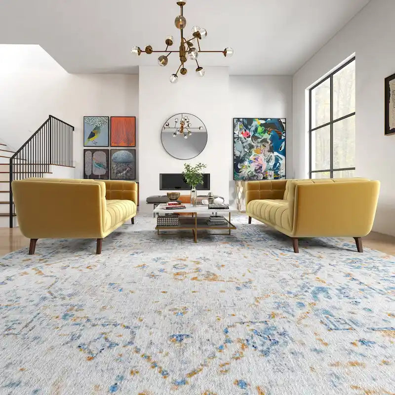 Mid-Century Velvet Sofa Set - 2-Piece Tufted Design, High-Density Foam, Removable Legs, Easy Clean Fabric, Matching Pair