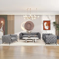 Velvet 3-Piece Sofa Set - Button-Tufted, 3-Seater, Loveseat & Chair, Pocket Spring & Foam, Metal Legs, 250 lbs Per Seat