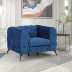 Velvet 3-Piece Sofa Set - Button-Tufted, 3-Seater, Loveseat & Chair, Pocket Spring & Foam, Metal Legs, 250 lbs Per Seat
