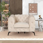 Velvet 3-Piece Sofa Set - Button-Tufted, 3-Seater, Loveseat & Chair, Pocket Spring & Foam, Metal Legs, 250 lbs Per Seat