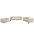 Velvet 3-Piece Sofa Set - Button-Tufted, 3-Seater, Loveseat & Chair, Pocket Spring & Foam, Metal Legs, 250 lbs Per Seat