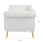 Upholstered Chaise Lounge with Scroll Arms & Wave Back, 70.86"W Contemporary Lounge Chair, Birch Wood Legs