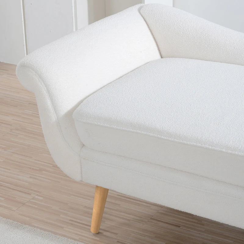 Upholstered Chaise Lounge with Scroll Arms & Wave Back, 70.86"W Contemporary Lounge Chair, Birch Wood Legs