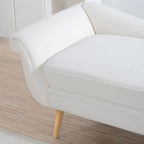 Upholstered Chaise Lounge with Scroll Arms & Wave Back, 70.86"W Contemporary Lounge Chair, Birch Wood Legs