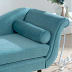 Upholstered Chaise Lounge with Scroll Arms & Wave Back, 70.86"W Contemporary Lounge Chair, Birch Wood Legs