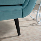 Upholstered Chaise Lounge with Scroll Arms & Wave Back, 70.86"W Contemporary Lounge Chair, Birch Wood Legs