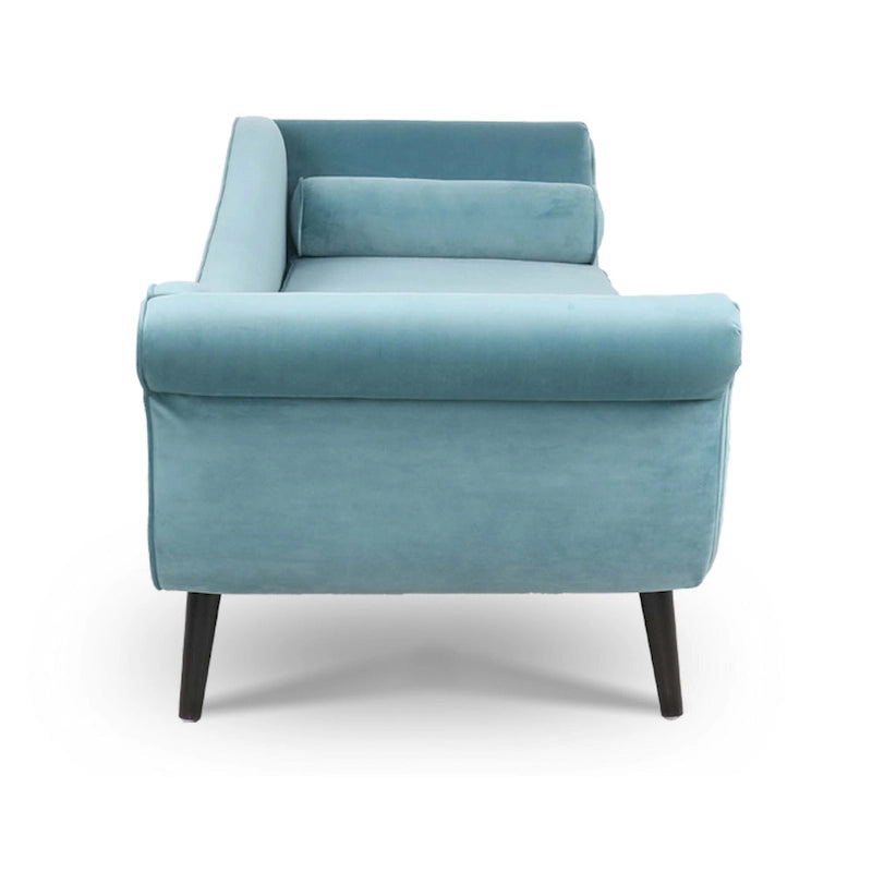 Upholstered Chaise Lounge with Scroll Arms & Wave Back, 70.86"W Contemporary Lounge Chair, Birch Wood Legs