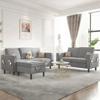 Convertible Sectional Sofa Set - 3-Seater, Loveseat & Ottoman, Solid Wood Frame, Storage Pockets, 5-6 Seats, Modern Modular