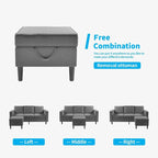Convertible Sectional Sofa Set - 3-Seater, Loveseat & Ottoman, Solid Wood Frame, Storage Pockets, 5-6 Seats, Modern Modular