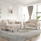 Convertible Sectional Sofa Set - 3-Seater, Loveseat & Ottoman, Solid Wood Frame, Storage Pockets, 5-6 Seats, Modern Modular
