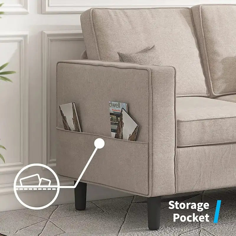 Convertible Sectional Sofa Set - 3-Seater, Loveseat & Ottoman, Solid Wood Frame, Storage Pockets, 5-6 Seats, Modern Modular