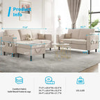 Convertible Sectional Sofa Set - 3-Seater, Loveseat & Ottoman, Solid Wood Frame, Storage Pockets, 5-6 Seats, Modern Modular