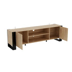 68.9" TV Stand with Electric Fireplace, 12 LED Flame Modes, 1500W, Remote Control, Wood Grain, Cable Management