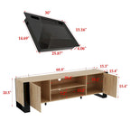 68.9" TV Stand with Electric Fireplace, 12 LED Flame Modes, 1500W, Remote Control, Wood Grain, Cable Management