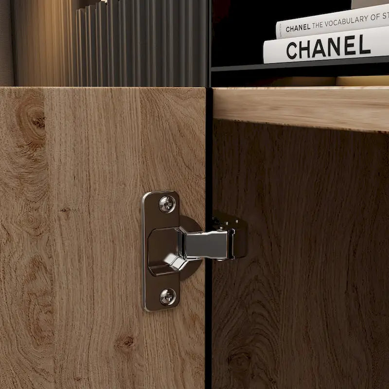 68.9" TV Stand with Electric Fireplace, 12 LED Flame Modes, 1500W, Remote Control, Wood Grain, Cable Management