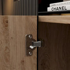 68.9" TV Stand with Electric Fireplace, 12 LED Flame Modes, 1500W, Remote Control, Wood Grain, Cable Management