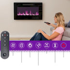 68.9" TV Stand with Electric Fireplace, 12 LED Flame Modes, 1500W, Remote Control, Wood Grain, Cable Management